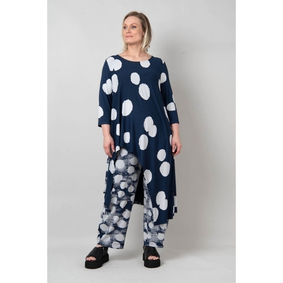 Alembika Blue and White Spot Cutaway Tunic Top Size 8-10 - Picture 1 of 10